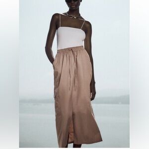 Zara mixed media pocket midi dress